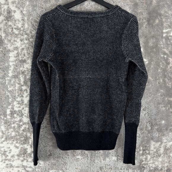 Carve Designs Size M Alpaca Wool Blend Sweater Black Long Sleeve V Neck Pullover - Picture 3 of 7